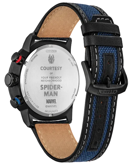 Spider-Man Double Vision Multiple Dial Nylon & Leather Strap Spider-Man Double Vision Multiple Dial Nylon & Leather Strap